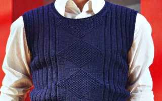 Мужские вязаные жилеты, схемы, спицами, выкройки, описание, с орнаментом, на пуговицах