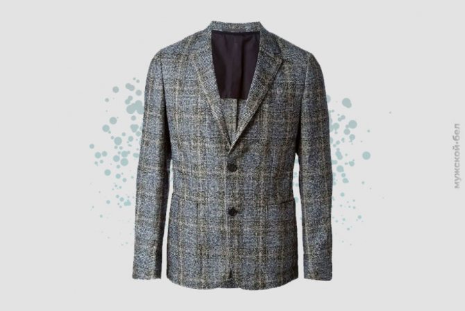 Мужской серый шерстяной пиджак в клетку от Z Zegna