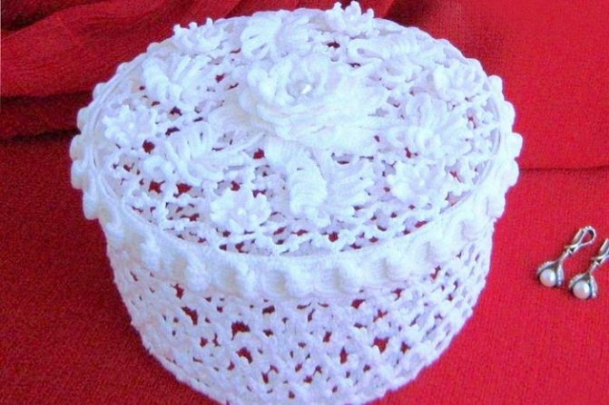 шкатулка крючком ирландское кружево