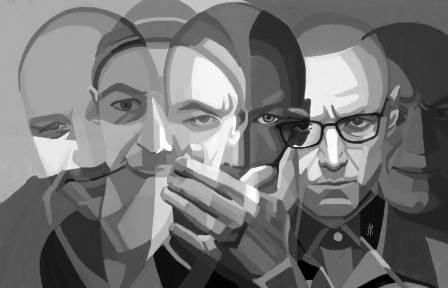 арт человека в серых тонах